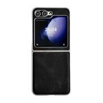 For Samsung Galaxy Z Flip5 Skin Feel Leather Texture Pearlescent Paint Shockproof Phone Case(Black)