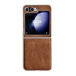 For Samsung Galaxy Z Flip5 Skin Feel Leather Texture Pearlescent Paint Shockproof Phone Case(Brown)