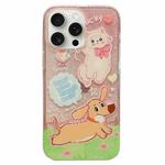 For iPhone 15 Pro Max Double Sided IMD Full Coverage TPU Phone Case(Dachshund Bow Cat)