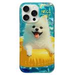 For iPhone 15 Pro Max Double Sided IMD Full Coverage TPU Phone Case(Yellow Swimming Ring Pomeranian)