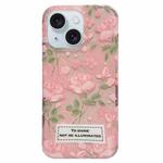 For iPhone 15 Double Sided IMD Full Coverage TPU Phone Case(Pink Petals Green Stems)