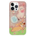 For iPhone 14 Pro Double Sided IMD Full Coverage TPU Phone Case(Dachshund Bow Cat)