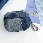 For AirPods Pro Stitching Denim Cloth Bluetooth Earphone Protective Case(Dark Color Lightning)