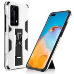 For Huawei P40 Pro+ Soldier Armor Shockproof TPU + PC Magnetic Protective Case with Holder(White)