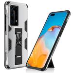 For Huawei P40 Pro+ Soldier Armor Shockproof TPU + PC Magnetic Protective Case with Holder(Silver)