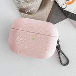 For AirPods Pro 2 Cross Texture PU Leather Bluetooth Earphone Protective Case(Pink)