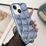 For iPhone 14 Plus Curved Plaid Plated Metallic Paint TPU Phone Case(Blue)