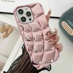 For iPhone 14 Pro Curved Plaid Plated Metallic Paint TPU Phone Case(Pink)