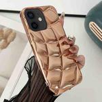 For iPhone 12 Curved Plaid Plated Metallic Paint TPU Phone Case(Gold)