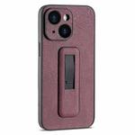 For iPhone 15 PU Leather Push-pull Bracket Shockproof Phone Case(Wine Red)