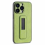 For iPhone 15 Pro PU Leather Push-pull Bracket Shockproof Phone Case(Green)
