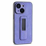 For iPhone 13 PU Leather Push-pull Bracket Shockproof Phone Case(Purple)