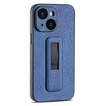 For iPhone 13 PU Leather Push-pull Bracket Shockproof Phone Case(Blue)
