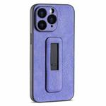 For iPhone 11 Pro Max PU Leather Push-pull Bracket Shockproof Phone Case(Purple)