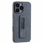 For iPhone 16 Pro PU Leather Push-pull Bracket Shockproof Phone Case(Black)