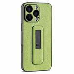 For iPhone 16 Pro PU Leather Push-pull Bracket Shockproof Phone Case(Green)