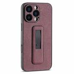 For iPhone 16 Pro PU Leather Push-pull Bracket Shockproof Phone Case(Wine Red)
