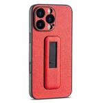 For iPhone 16 Pro PU Leather Push-pull Bracket Shockproof Phone Case(Red)