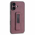 For iPhone 16 Plus PU Leather Push-pull Bracket Shockproof Phone Case(Wine Red)