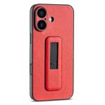 For iPhone 16 Plus PU Leather Push-pull Bracket Shockproof Phone Case(Red)