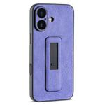 For iPhone 16 PU Leather Push-pull Bracket Shockproof Phone Case(Purple)