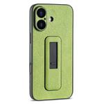 For iPhone 16 PU Leather Push-pull Bracket Shockproof Phone Case(Green)