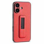 For iPhone 16 PU Leather Push-pull Bracket Shockproof Phone Case(Red)