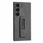 For Samsung Galaxy S23 5G PU Leather Push-pull Bracket Shockproof Phone Case(Black)