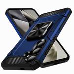For Samsung Galaxy S24 5G Shockproof Metal Holder Phone Case(Blue)
