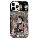 For iPhone 14 Pro Double Sided IMD Full Coverage TPU Phone Case(Rabbit Ears Rose Cake Girl)