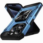 For iPhone 15 Pro Shockproof Metal Holder Phone Case(Navy Blue)