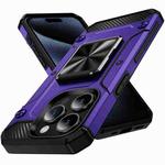 For iPhone 15 Pro Max Shockproof Metal Holder Phone Case(Purple)