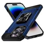 For iPhone 14 Pro Max Shockproof Metal Holder Phone Case(Blue)