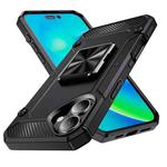 For iPhone 16 Shockproof Metal Holder Phone Case(Black)