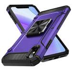 For iPhone XS Max Shockproof Metal Holder Phone Case(Purple)