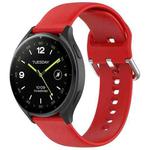 For Xiaomi Watch 2 Solid Color Metal Silver Buckle Silicone Watch Band, Size: S(Red)