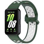 For Samsung Galaxy Fit 3 Two Color Breathable Silicone Watch Band(Dark Green White)