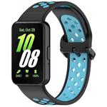 For Samsung Galaxy Fit 3 Two Color Breathable Silicone Watch Band(Black Blue)