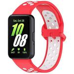 For Samsung Galaxy Fit 3 Two Color Breathable Silicone Watch Band(Red White)