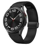 For Samsung Galaxy Watch 6 Magnetic Black Buckle Leather Silicone Watch Band(Black)