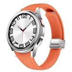 For Samsung Galaxy Watch 6 Slim Magnetic Silver Buckle Leather Silicone Watch Band(Orange)