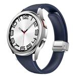 For Samsung Galaxy Watch 6 Slim Magnetic Silver Buckle Leather Silicone Watch Band(Midnight Blue)