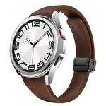 For Samsung Galaxy Watch 6 Slim Magnetic Black Buckle Leather Silicone Watch Band(Dark Brown)