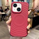 For iPhone 14 Plus MagSafe Magnetic Ring Texture TPU Phone Case(Red)