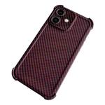 For iPhone 11 Carbon Fiber Four Corners Shockproof TPU Phone Case(Wine Red)