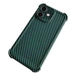 For iPhone 11 Carbon Fiber Four Corners Shockproof TPU Phone Case(Dark Green)