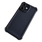 For iPhone 12 Carbon Fiber Four Corners Shockproof TPU Phone Case(Black)