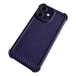 For iPhone 12 Carbon Fiber Four Corners Shockproof TPU Phone Case(Purple)