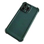 For iPhone 13 Pro Carbon Fiber Four Corners Shockproof TPU Phone Case(Dark Green)