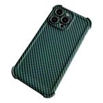 For iPhone 13 Pro Max Carbon Fiber Four Corners Shockproof TPU Phone Case(Dark Green)